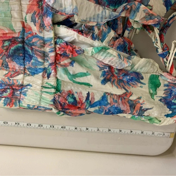 By Anthropologie Floral Plunging Neckline Long  Sleeve Crop Top Size XS - Picture 12 of 12